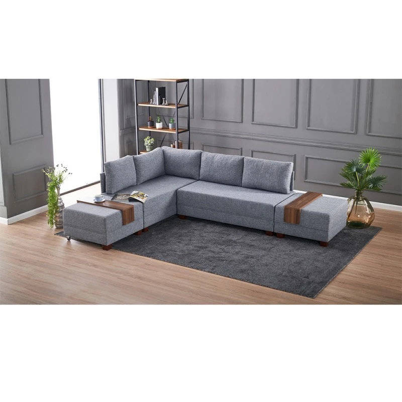 Ъглов разтегателен диван Fly - Сив